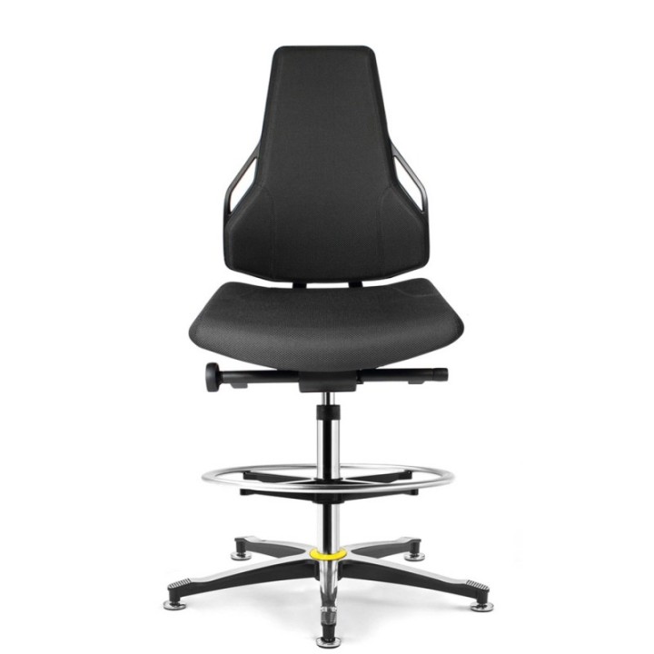 Taburete Tec identity tejido ESD king negro base aluminio topes