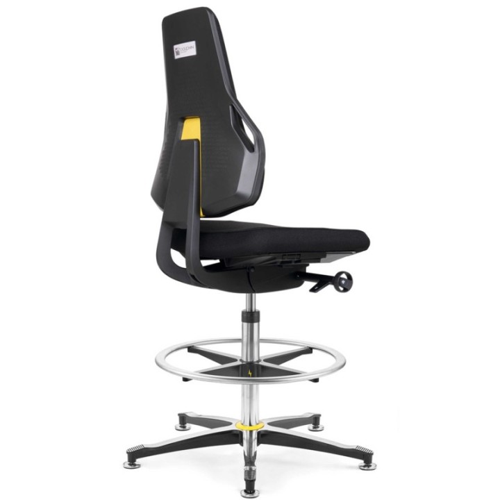 Taburete Tec identity tejido ESD king negro base aluminio topes