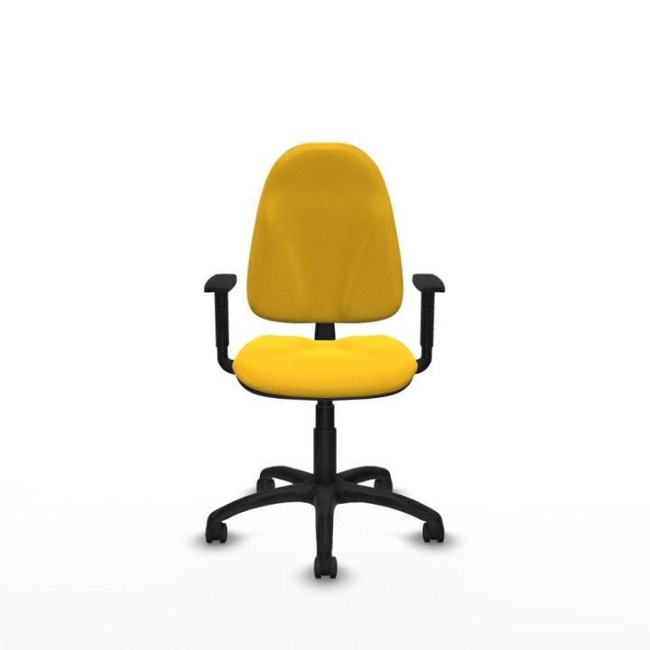 Algarra CP similpiel amarillo brazos 1D base poliamida ruedas autofrenantes 50mm