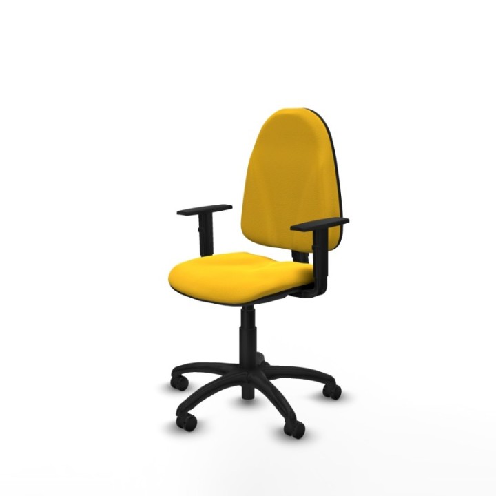 Algarra CP similpiel amarillo brazos 1D base poliamida ruedas autofrenantes 50mm