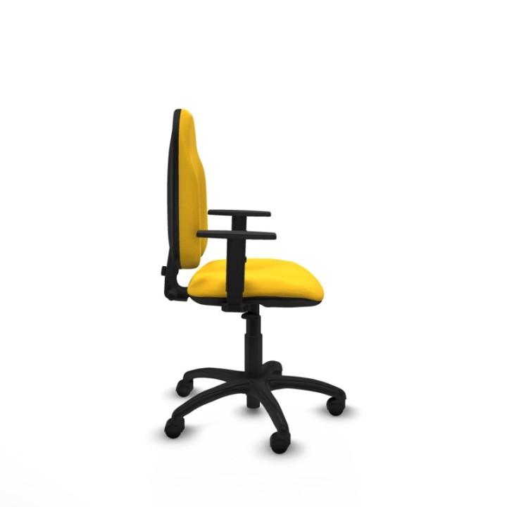 Algarra CP similpiel amarillo brazos 1D base poliamida ruedas nailon 50mm