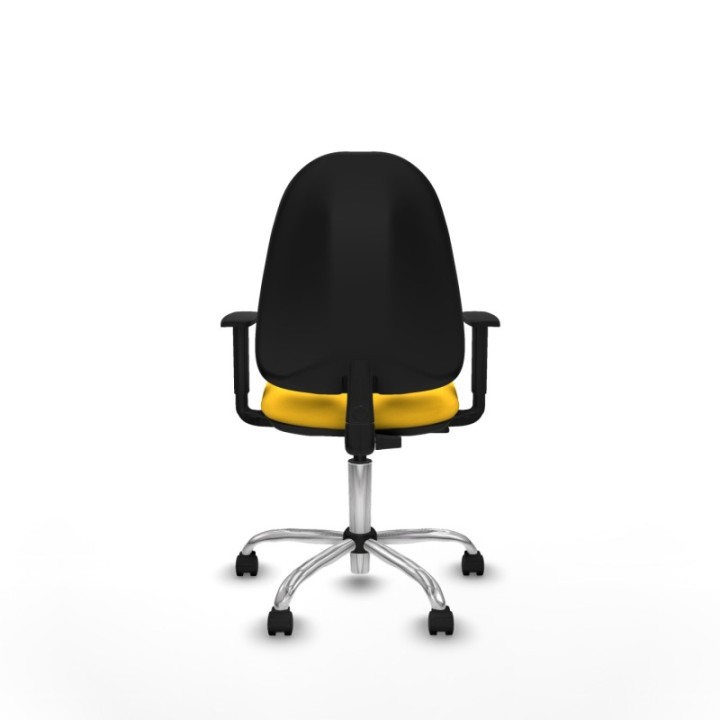 Algarra CP similpiel amarillo brazos 1D base cromada ruedas nailon 50mm