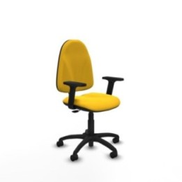 Algarra CP similpiel amarillo brazos 2D base poliamida ruedas nailon 50mm