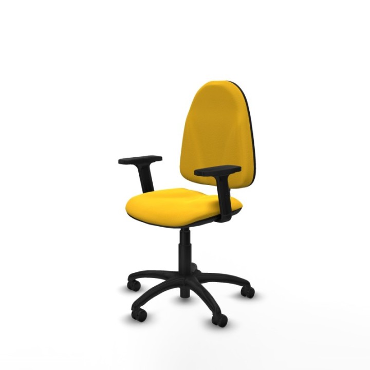 Algarra CP similpiel amarillo brazos 2D base poliamida ruedas engomadas 50mm