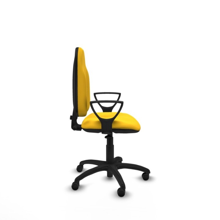 Algarra CP similpiel amarillo brazos fijos base poliamida ruedas autofrenantes 50mm