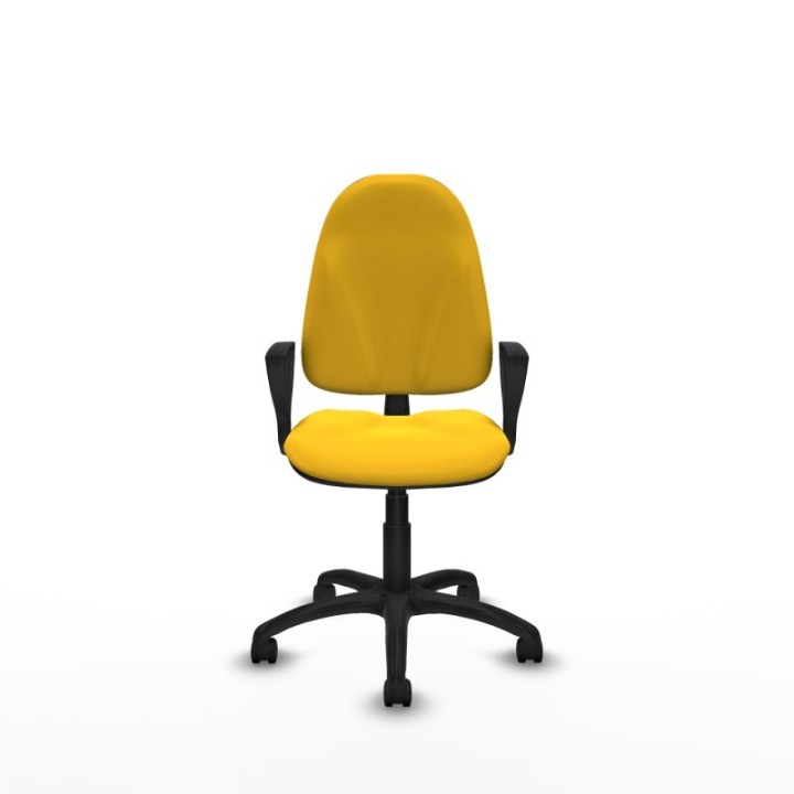 Algarra CP similpiel amarillo brazos fijos base poliamida ruedas nailon 50mm