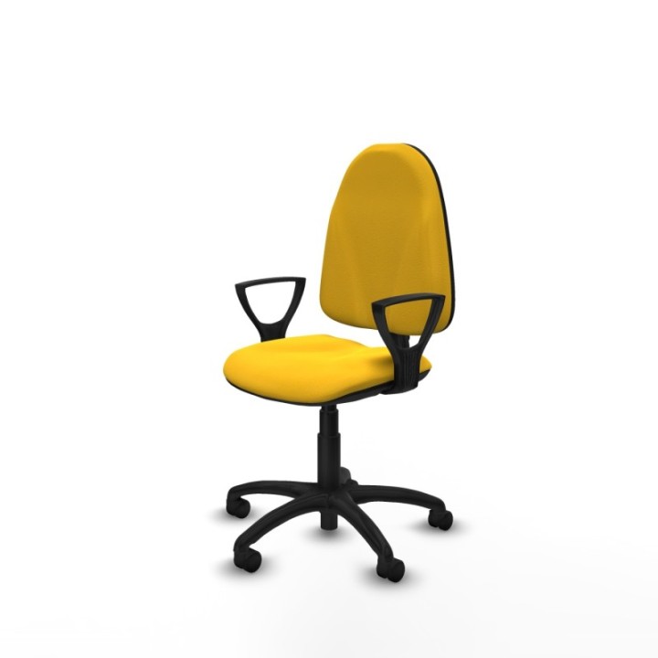 Algarra CP similpiel amarillo brazos fijos base poliamida ruedas nailon 50mm