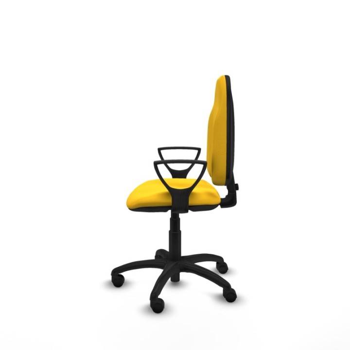 Algarra CP similpiel amarillo brazos fijos base poliamida ruedas nailon 50mm