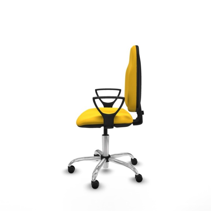 Algarra CP similpiel amarillo brazos fijos base cromada ruedas engomadas 50mm