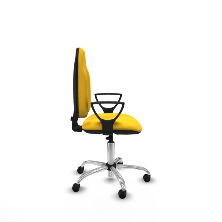 Algarra CP similpiel amarillo brazos fijos base cromada ruedas engomadas 50mm