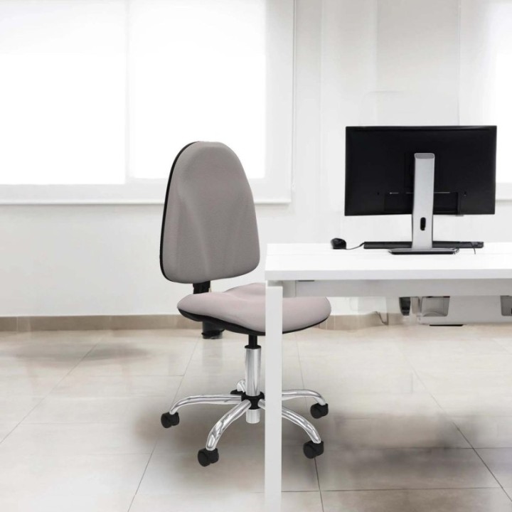 Algarra CP similpiel blanco  base cromada ruedas nailon 50mm