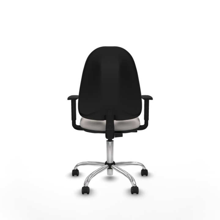 Algarra CP similpiel blanco brazos 1D base cromada ruedas autofrenantes 50mm