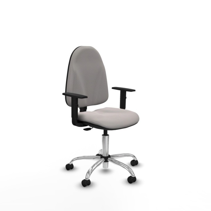 Algarra CP similpiel blanco brazos 1D base cromada ruedas engomadas 50mm