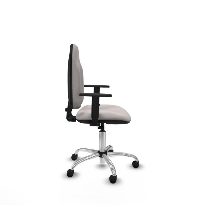 Algarra CP similpiel blanco brazos 1D base cromada ruedas engomadas 50mm