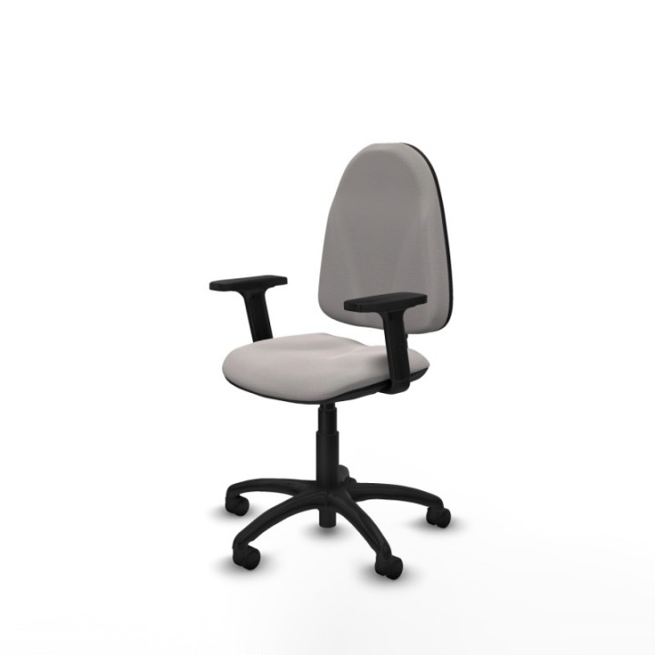 Algarra CP similpiel blanco brazos 2D base poliamida ruedas nailon 50mm