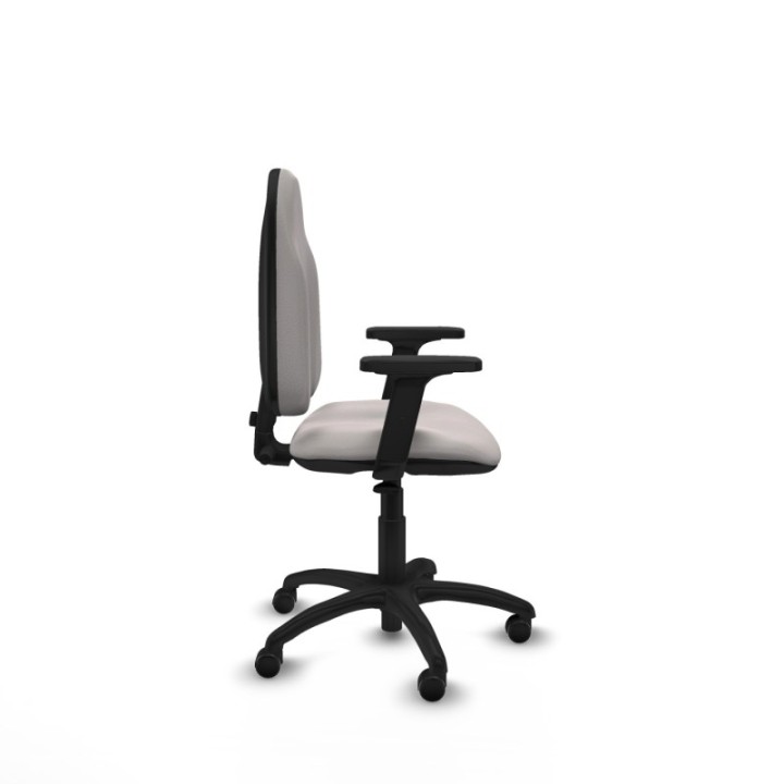 Algarra CP similpiel blanco brazos 2D base poliamida ruedas engomadas 50mm