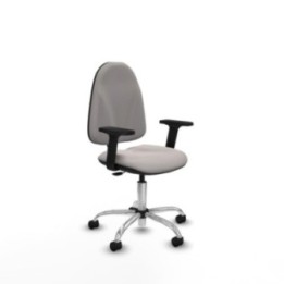 Algarra CP similpiel blanco brazos 2D base cromada ruedas nailon 50mm