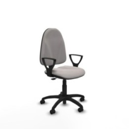 Algarra CP similpiel blanco brazos fijos base poliamida ruedas autofrenantes 50mm