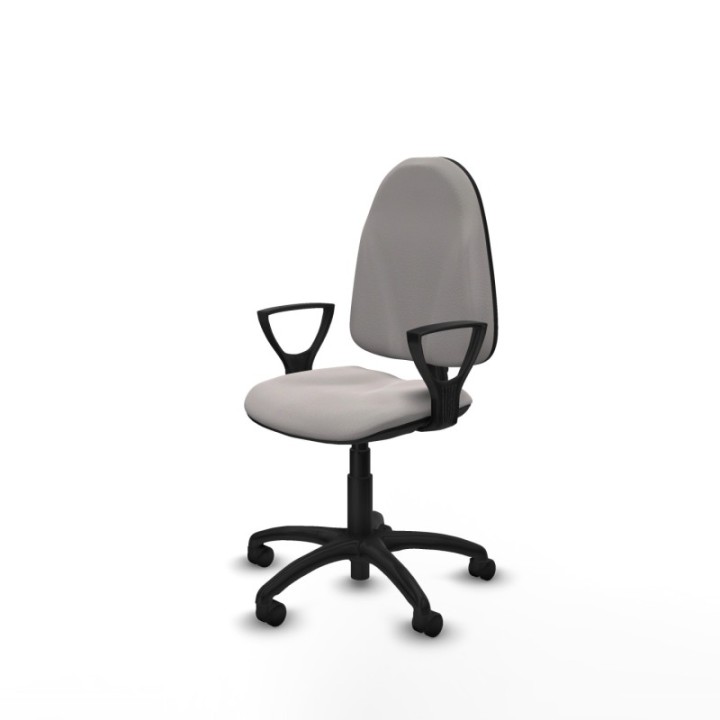 Algarra CP similpiel blanco brazos fijos base poliamida ruedas nailon 50mm