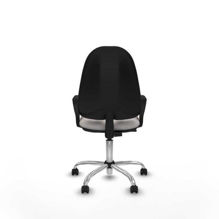 Algarra CP similpiel blanco brazos fijos base cromada ruedas autofrenantes 50mm