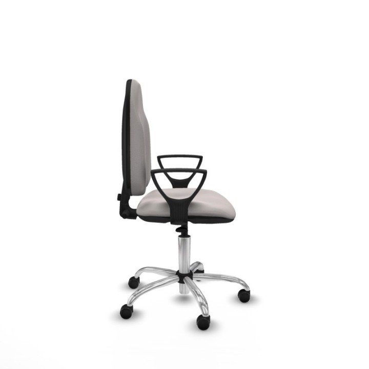 Algarra CP similpiel blanco brazos fijos base cromada ruedas autofrenantes 50mm