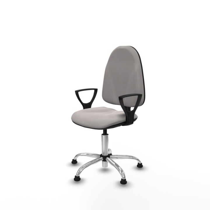 Algarra CP similpiel blanco brazos fijos base cromada topes