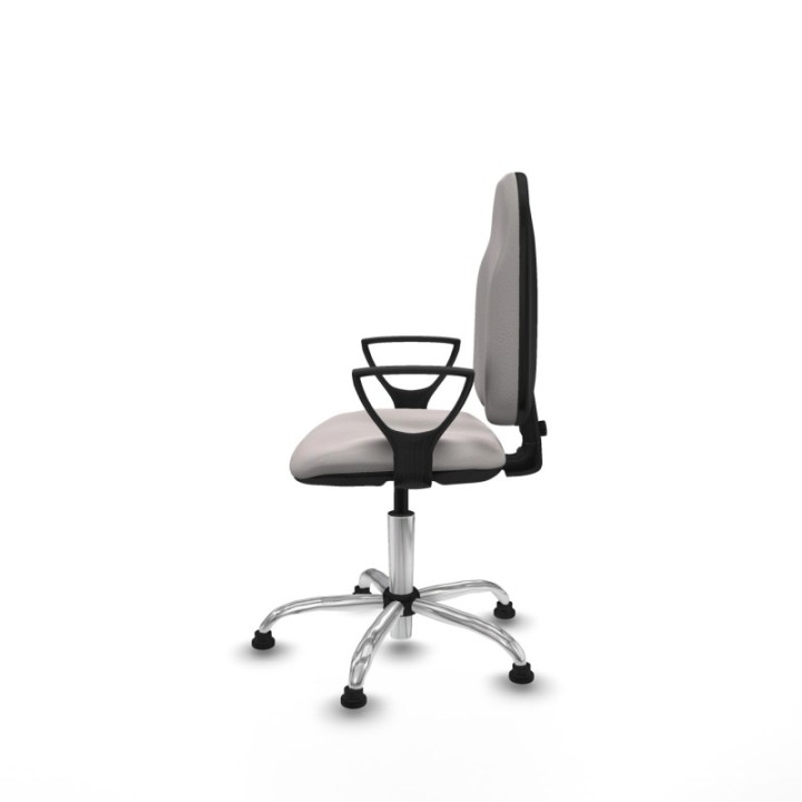 Algarra CP similpiel blanco brazos fijos base cromada topes