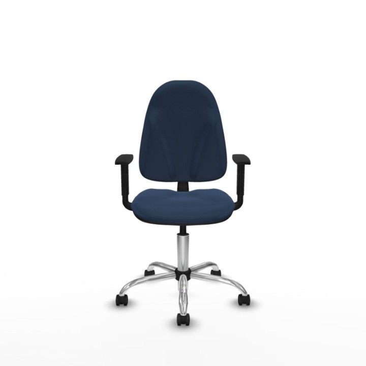 Algarra CP similpiel azul marino brazos 1D base cromada ruedas autofrenantes 50mm