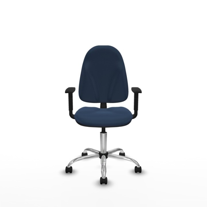 Algarra CP similpiel azul marino brazos 1D base cromada ruedas nailon 50mm