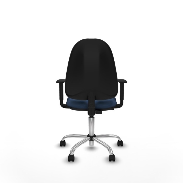 Algarra CP similpiel azul marino brazos 1D base cromada ruedas nailon 50mm