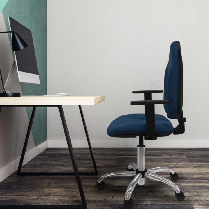 Algarra CP similpiel azul marino brazos 1D base cromada ruedas nailon 50mm