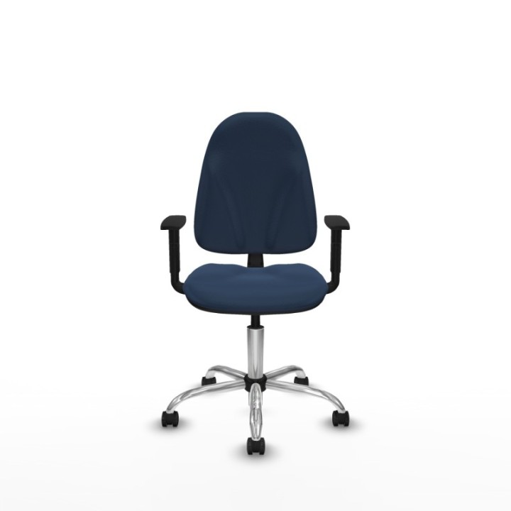 Algarra CP similpiel azul marino brazos 1D base cromada ruedas engomadas 50mm