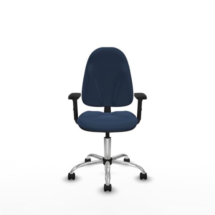 Algarra CP similpiel azul marino brazos 2D base cromada ruedas nailon 50mm