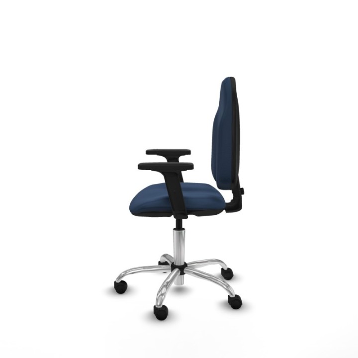 Algarra CP similpiel azul marino brazos 2D base cromada ruedas nailon 50mm