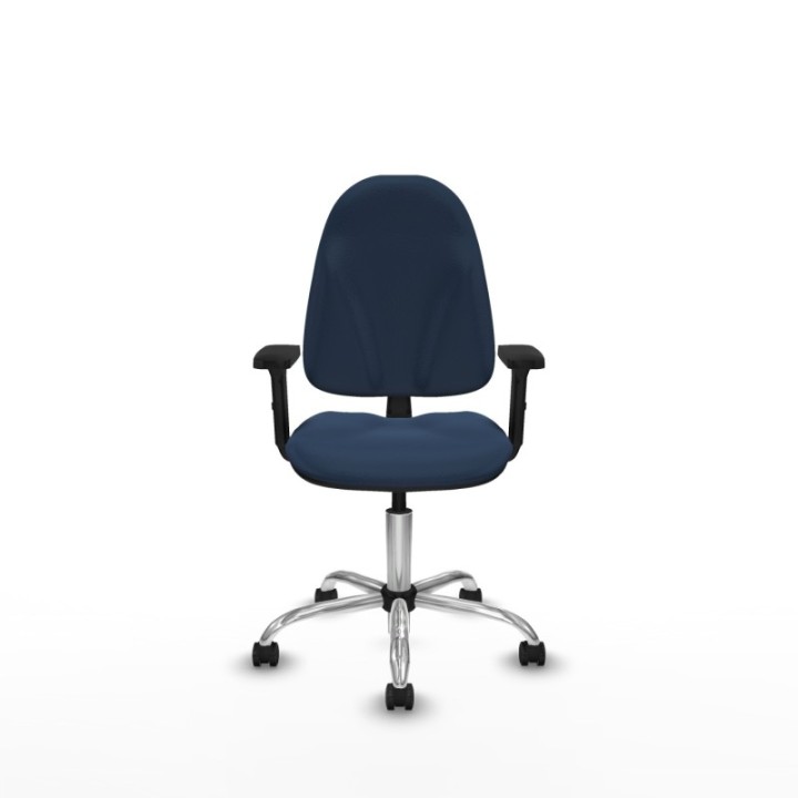 Algarra CP similpiel azul marino brazos 2D base cromada ruedas engomadas 50mm