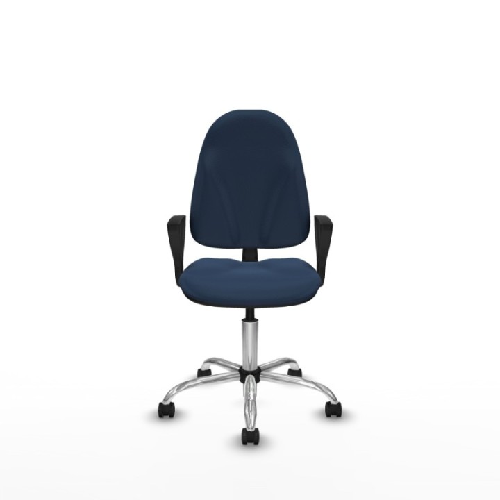 Algarra CP similpiel azul marino brazos fijos base cromada ruedas autofrenantes 50mm