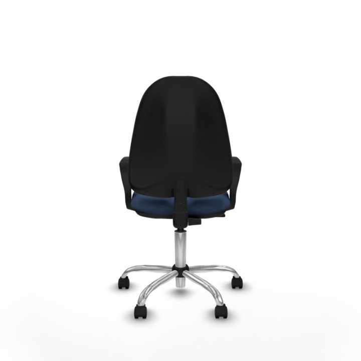 Algarra CP similpiel azul marino brazos fijos base cromada ruedas nailon 50mm