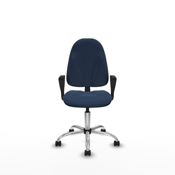 Algarra CP similpiel azul marino brazos fijos base cromada ruedas engomadas 50mm