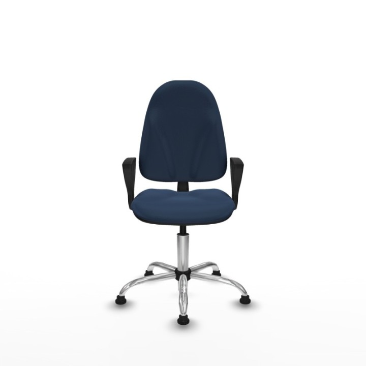 Algarra CP similpiel azul marino brazos fijos base cromada topes