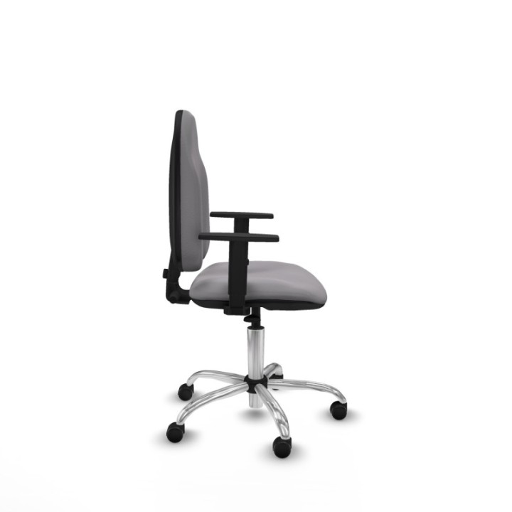 Algarra CP similpiel gris brazos 1D base cromada ruedas autofrenantes 50mm