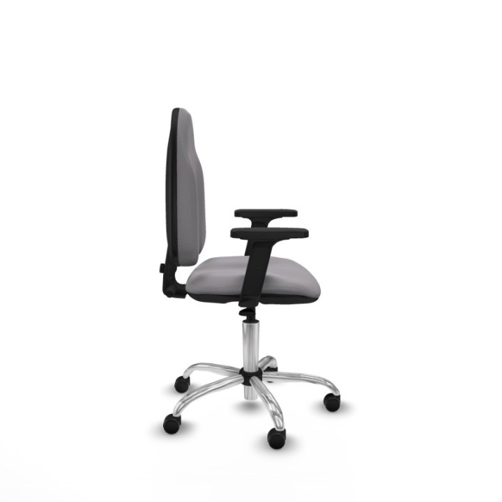 Algarra CP similpiel gris brazos 2D base cromada ruedas engomadas 50mm