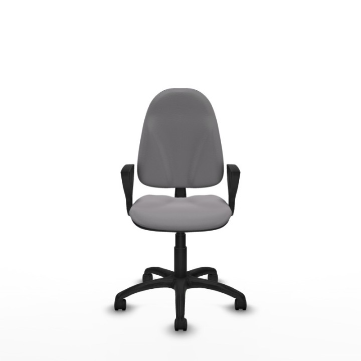 Algarra CP similpiel gris brazos fijos base poliamida ruedas nailon 50mm