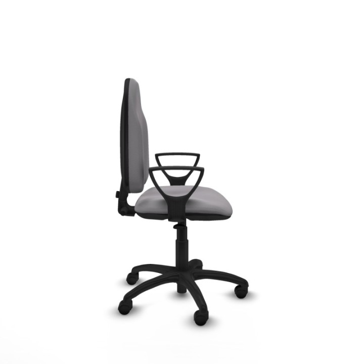 Algarra CP similpiel gris brazos fijos base poliamida ruedas nailon 50mm