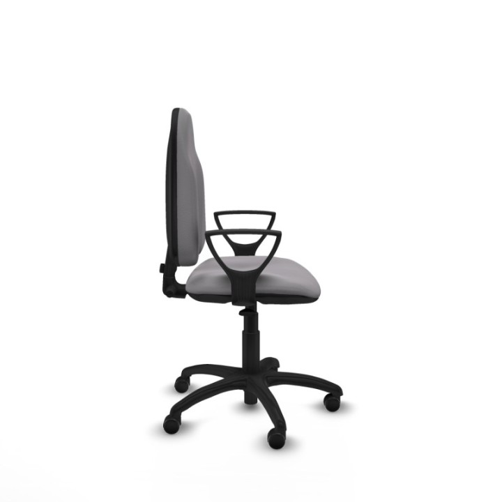 Algarra CP similpiel gris brazos fijos base poliamida ruedas engomadas 50mm