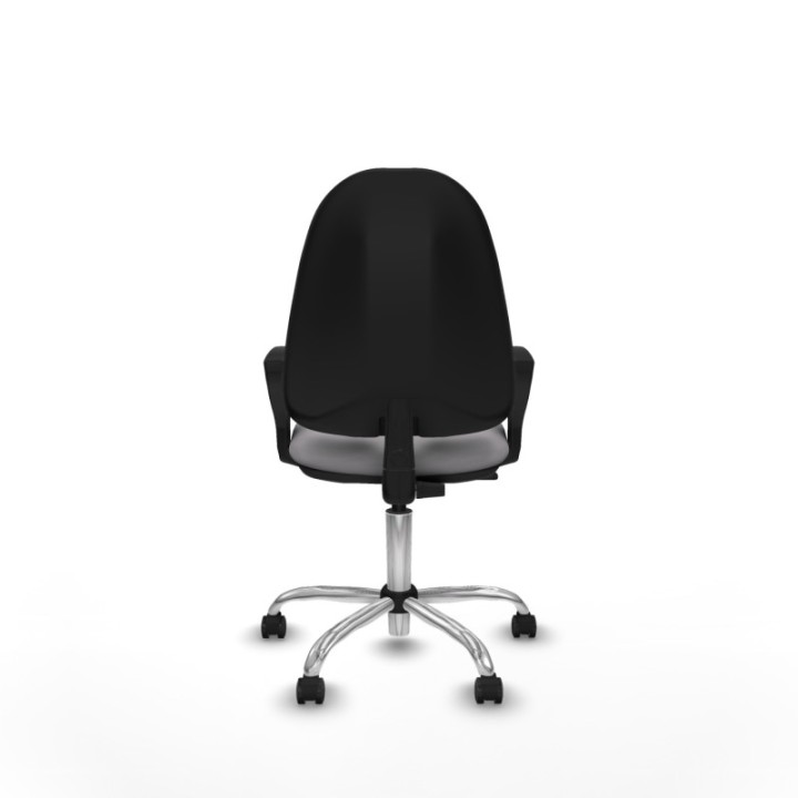 Algarra CP similpiel gris brazos fijos base cromada ruedas autofrenantes 50mm