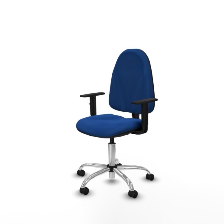 Algarra CP similpiel azul brazos 1D base cromada ruedas autofrenantes 50mm