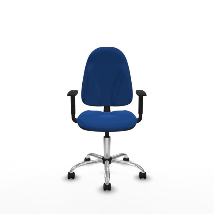 Algarra CP similpiel azul brazos 1D base cromada ruedas nailon 50mm