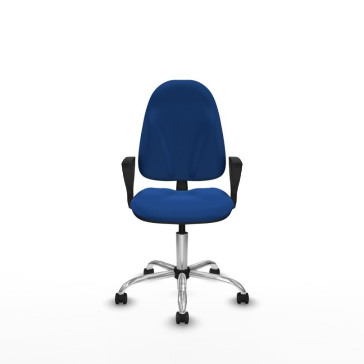 Algarra CP similpiel azul brazos fijos base cromada ruedas engomadas 50mm