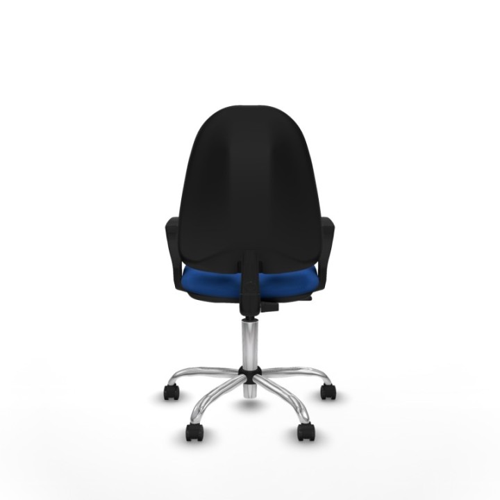 Algarra CP similpiel azul brazos fijos base cromada ruedas engomadas 50mm