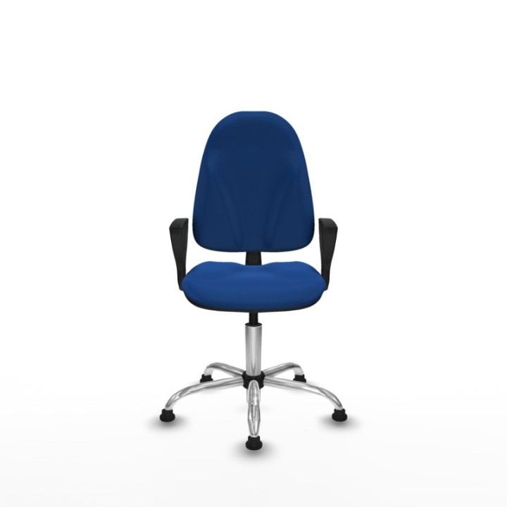 Algarra CP similpiel azul brazos fijos base cromada topes